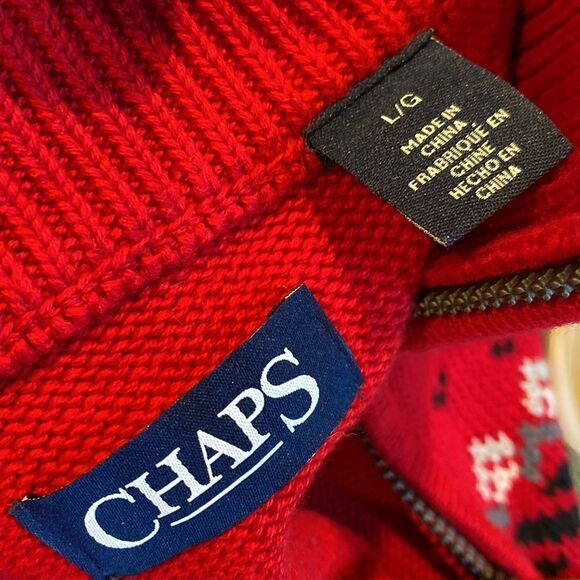 Chaps Reindeer Sweater 1/4 Zip - Picture 4 of 6